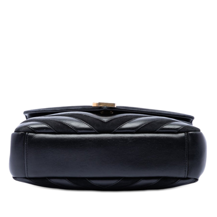 Saint Laurent Medium Cuir de veau et Daim Chevron Monogram College Sac