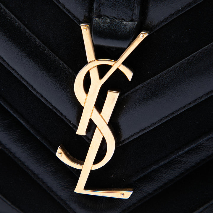 Saint Laurent Medium Cuir de veau et Daim Chevron Monogram College Sac