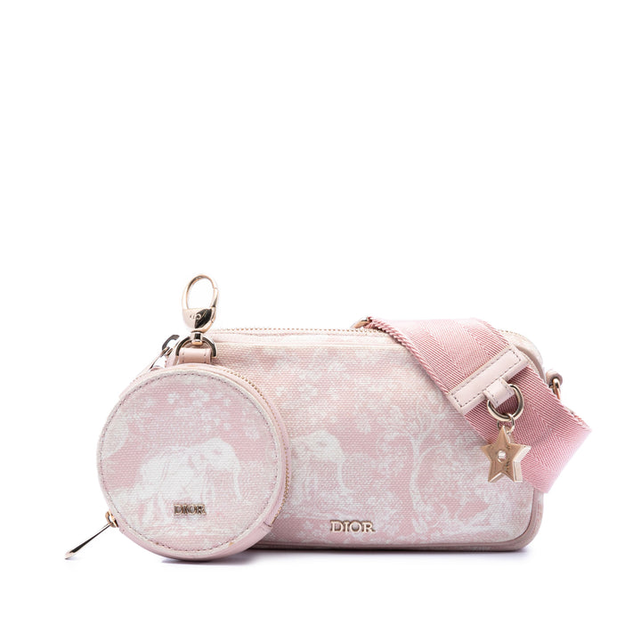 Dior brodé Toile Toile de Jouy Sac porté croisé