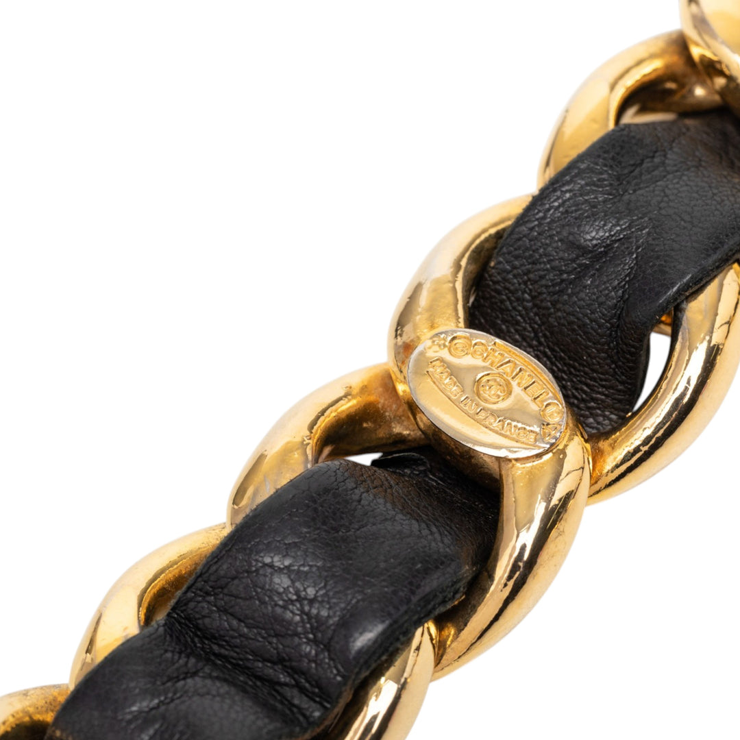 Chanel CC plaqué Cuir Woven Medallion Chain Belt