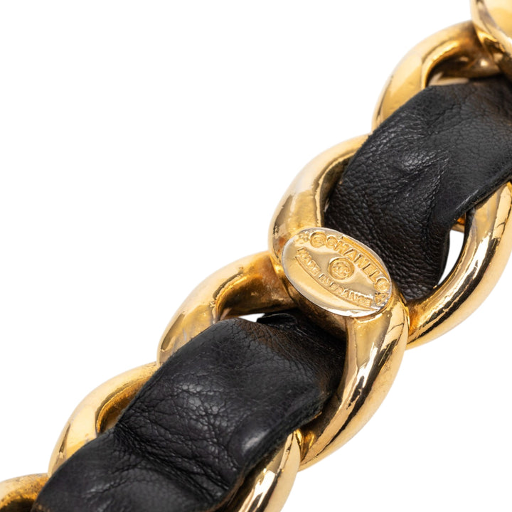 Chanel CC plaqué Cuir Woven Medallion Chain Belt