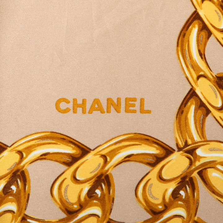 Chanel CC Camellia et Chain Soie Foulard 90
