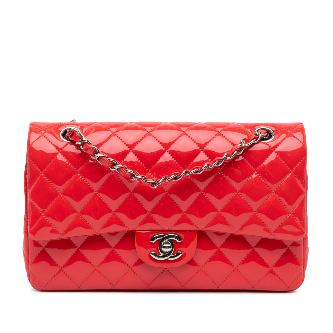 Medium Classic Patent Double Flap Red - Gaby Paris