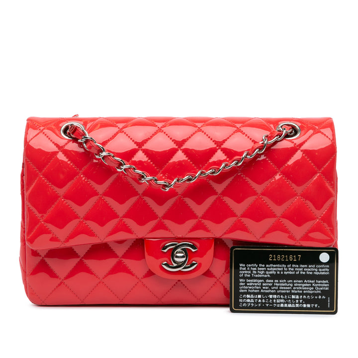 Medium Classic Patent Double Flap Red - Gaby Paris