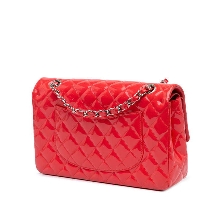 Medium Classic Patent Double Flap Red - Gaby Paris