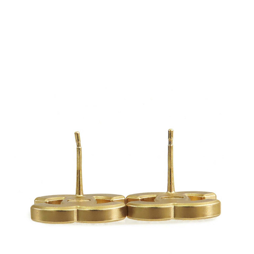 Chanel Doré Plated CC Crystal Push Back Boucle d’oreilles Doré