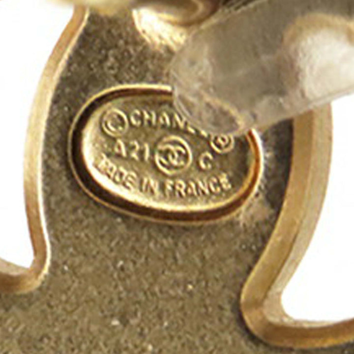 Chanel Doré Plated CC Crystal Push Back Boucle d’oreilles Doré
