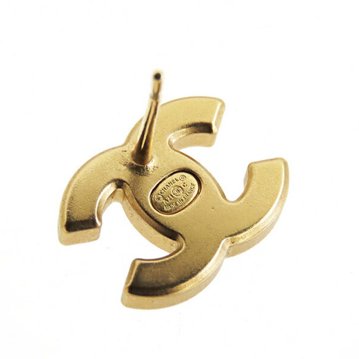 Chanel Doré Plated CC Crystal Push Back Boucle d’oreilles Doré