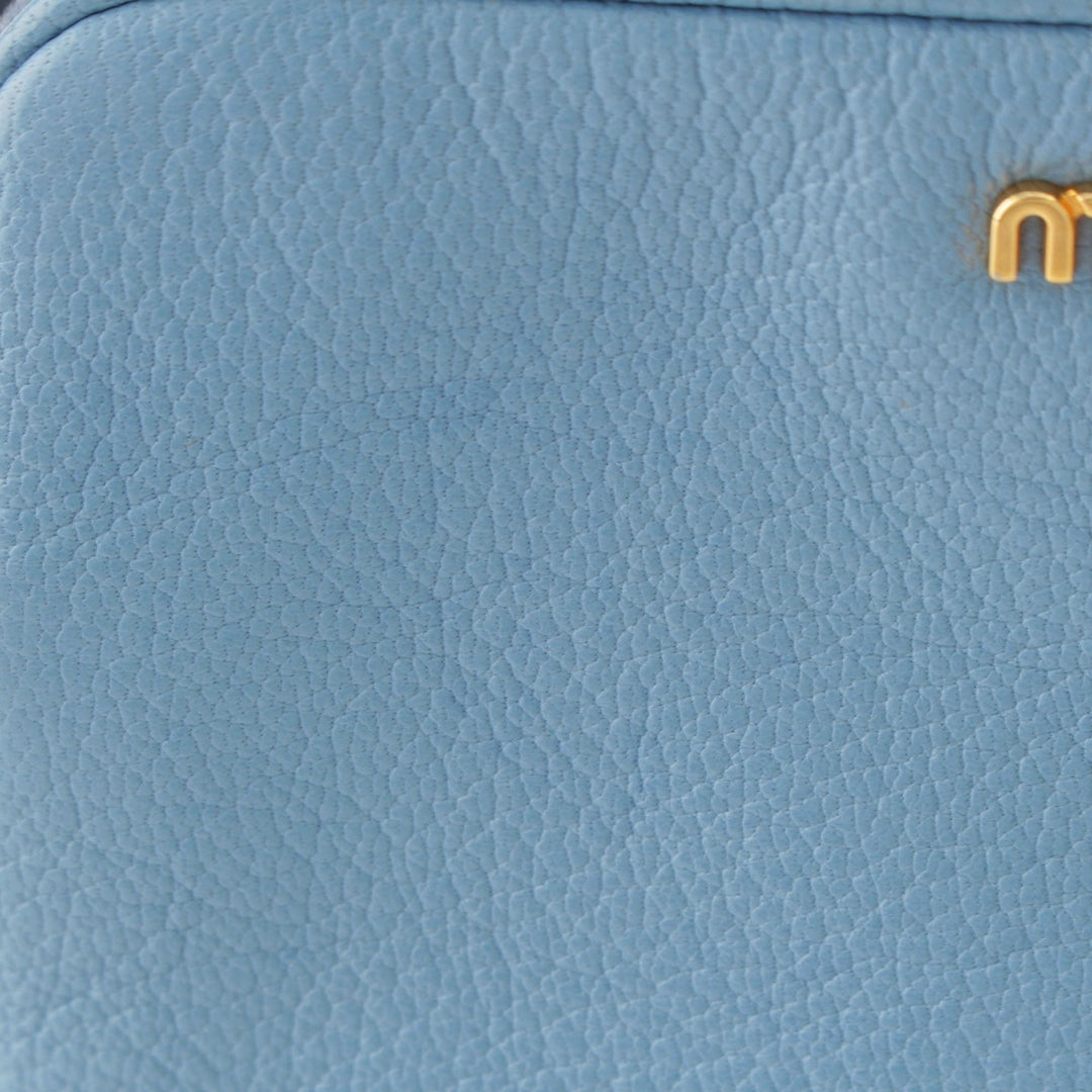 Madras Double Zippé Pochette Cuir de chèvre Bleu