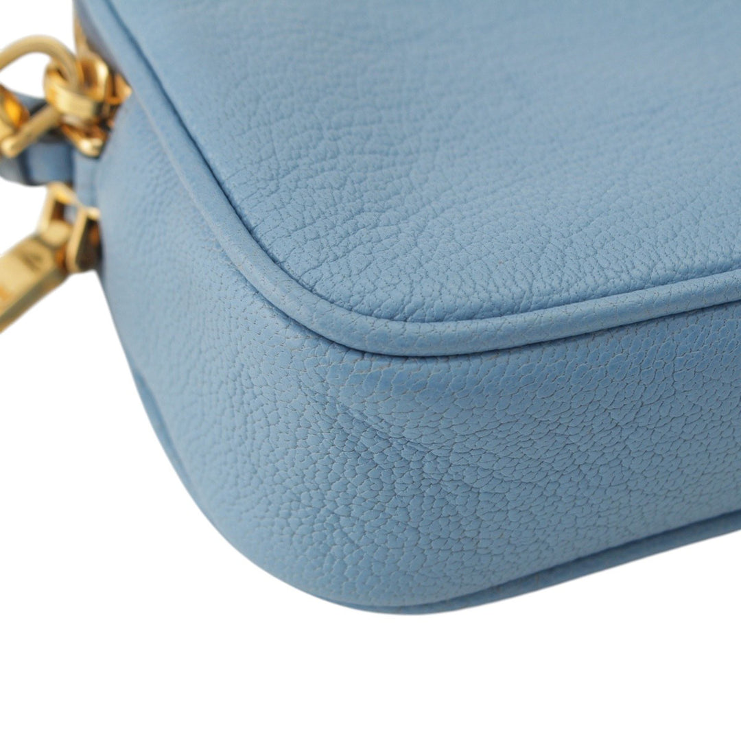 Madras Double Zippé Pochette Cuir de chèvre Bleu