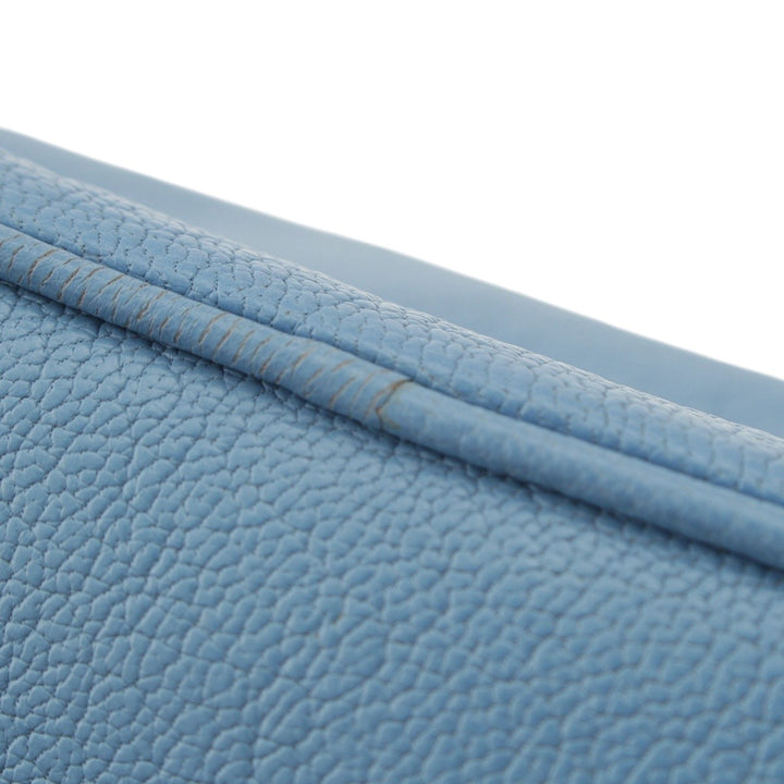 Madras Double Zippé Pochette Cuir de chèvre Bleu