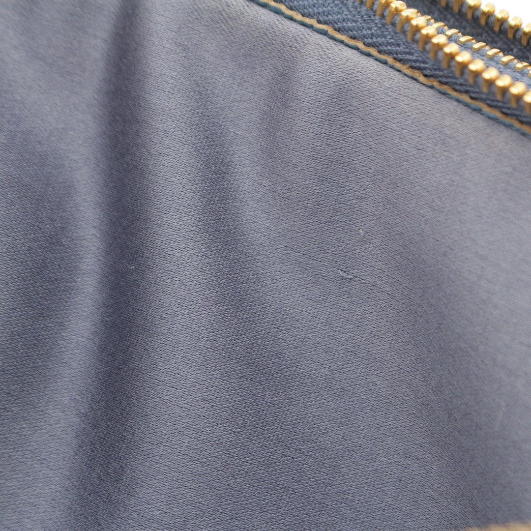 Madras Double Zippé Pochette Cuir de chèvre Bleu