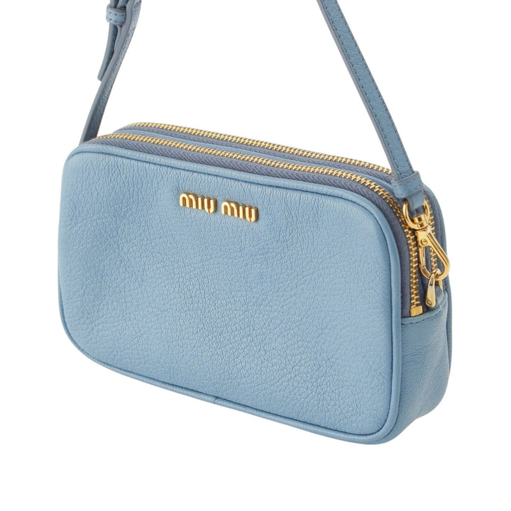 Madras Double Zippé Pochette Cuir de chèvre Bleu