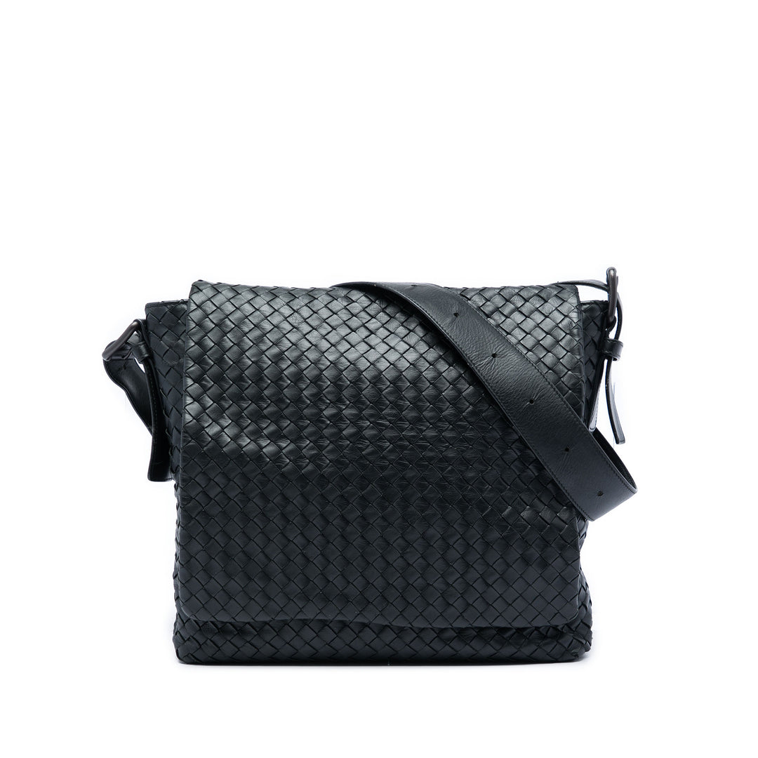Intrecciato à rabat Sac nappa Noir