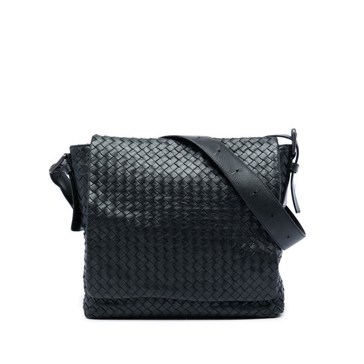 Intrecciato à rabat Sac nappa Noir