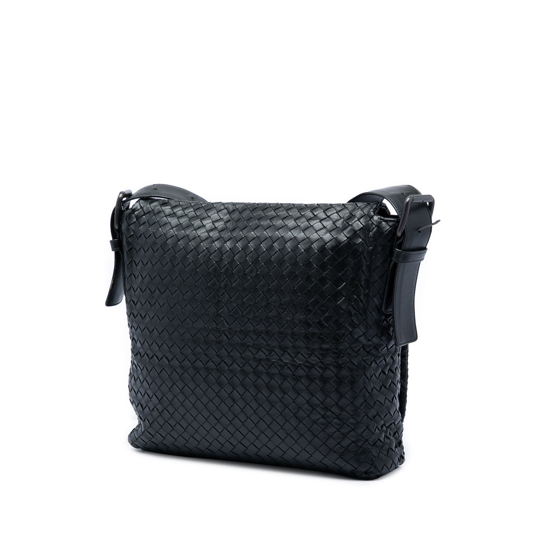Intrecciato à rabat Sac nappa Noir