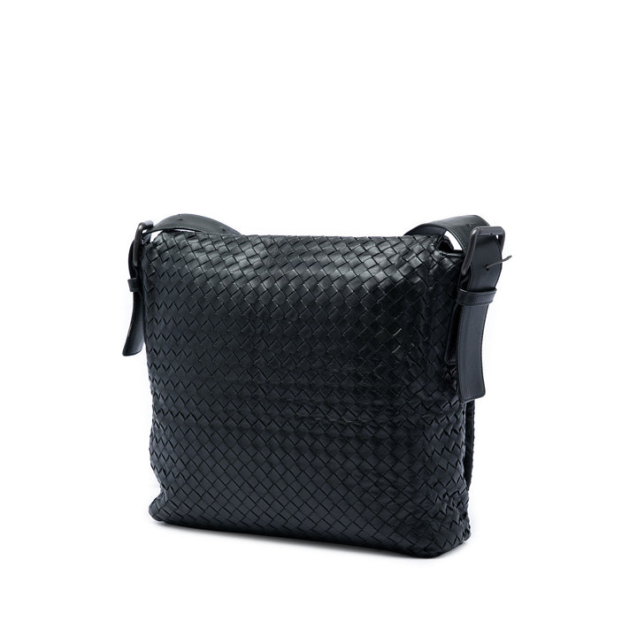 Intrecciato à rabat Sac nappa Noir