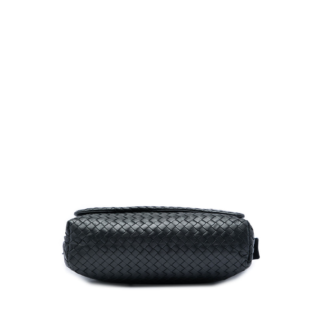Intrecciato à rabat Sac nappa Noir