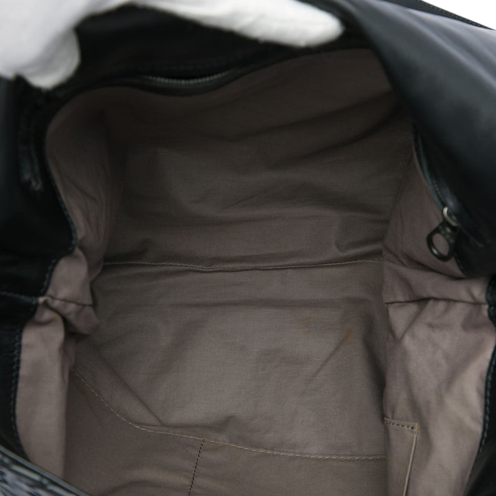 Intrecciato à rabat Sac nappa Noir