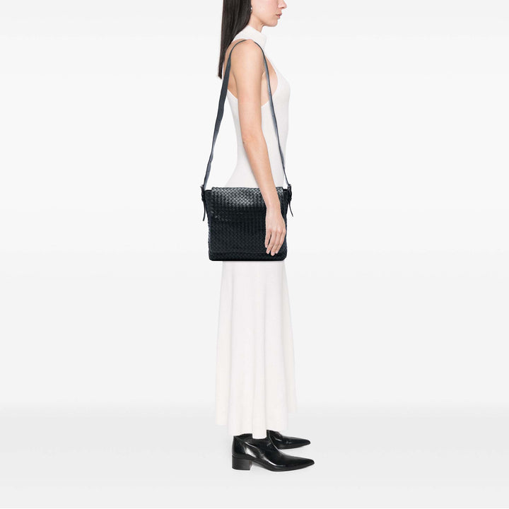 Intrecciato à rabat Sac nappa Noir