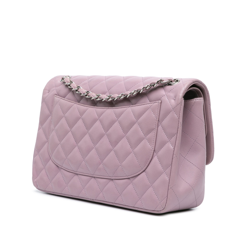 Jumbo Classic Lambskin Double Flap Purple - Gaby Paris