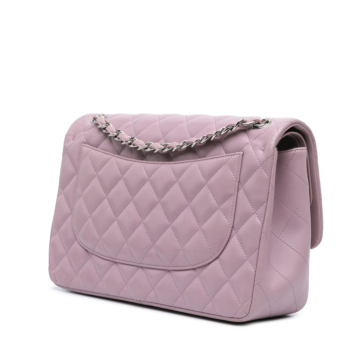 Jumbo Classic Lambskin Double Flap Purple - Gaby Paris