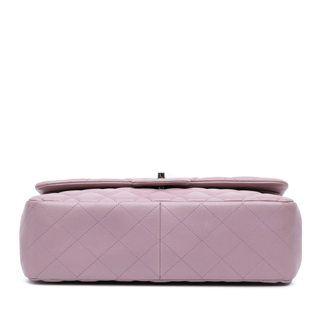 Jumbo Classic Lambskin Double Flap Purple - Gaby Paris