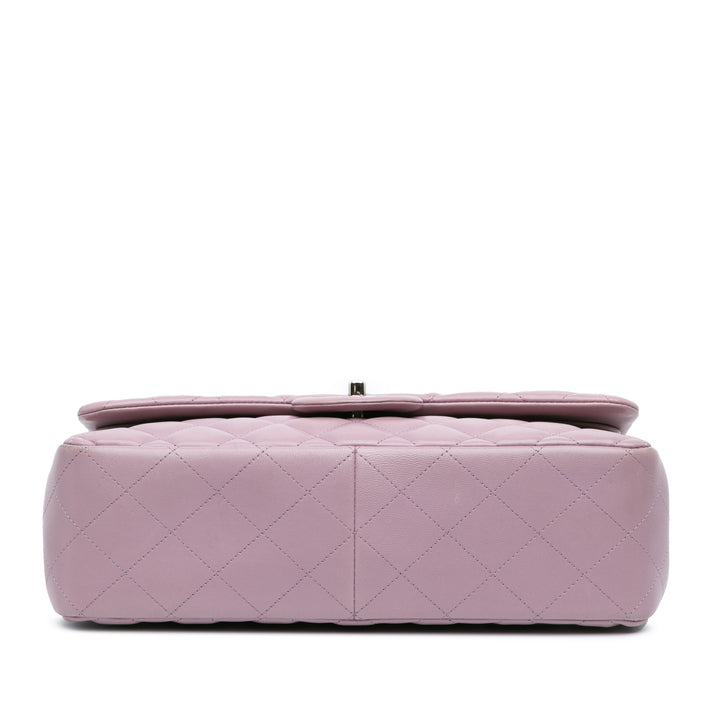 Jumbo Classic Lambskin Double Flap Purple - Gaby Paris