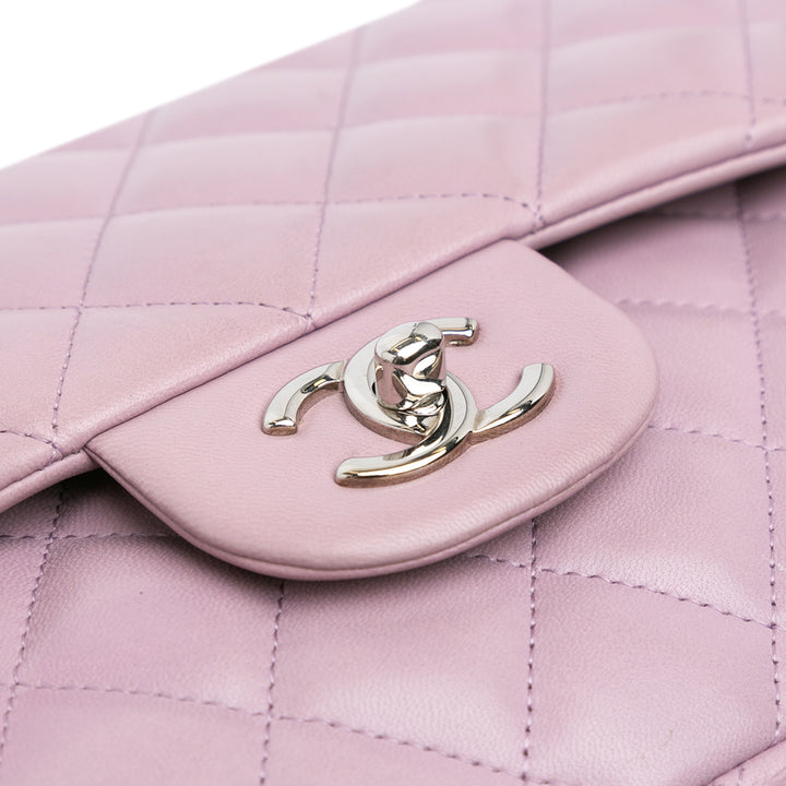 Jumbo Classic Lambskin Double Flap Purple - Gaby Paris