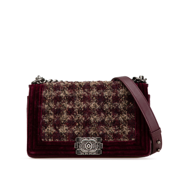 Chanel Old Medium Velours and Tweed Boy Flap Rouge – GABY PARIS Authentique