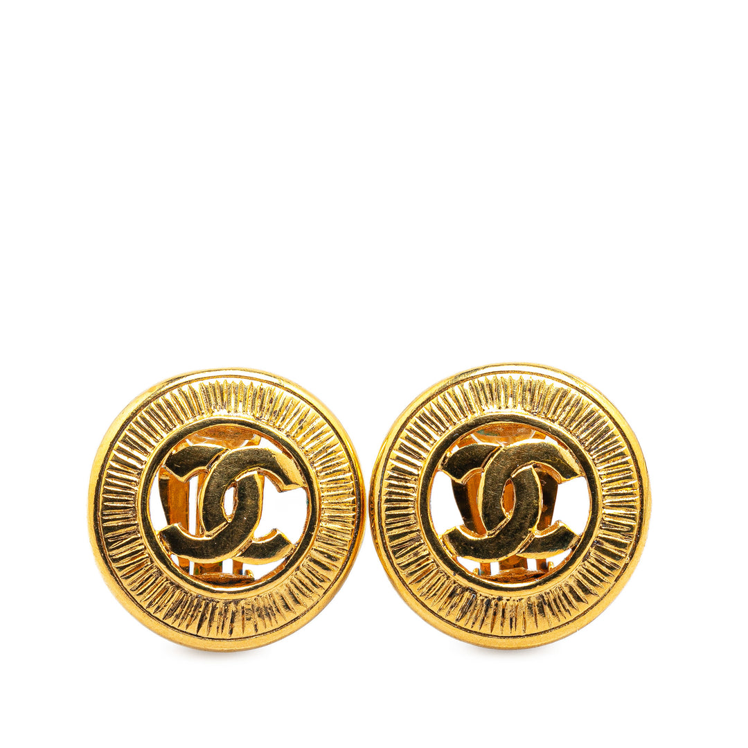 Chanel Gold Plated CC Clip On Earrings Gold - GABY PARIS