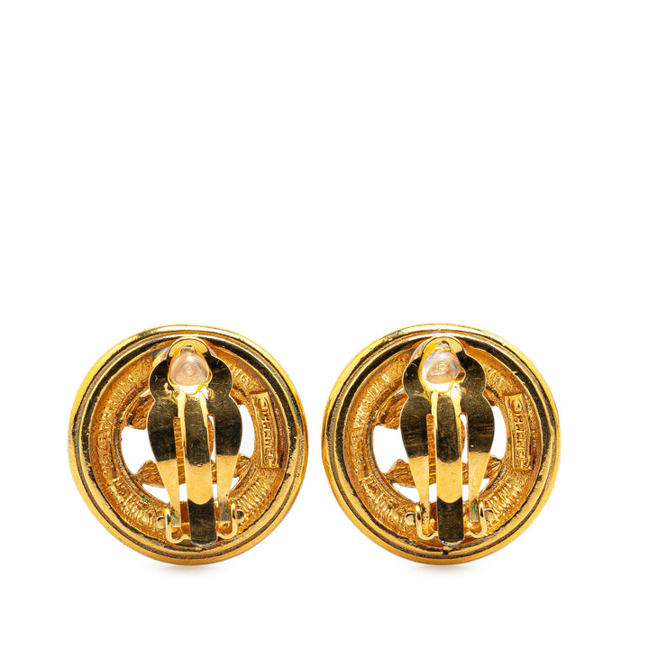 Chanel Gold Plated CC Clip On Earrings Gold - GABY PARIS