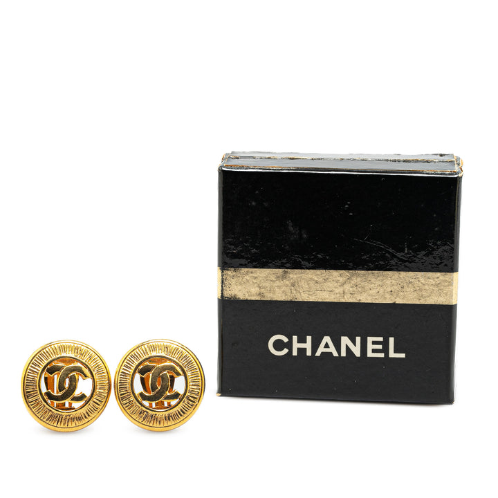 Chanel Gold Plated CC Clip On Earrings Gold - GABY PARIS