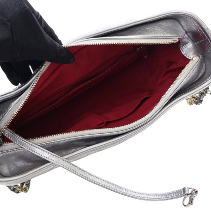 Chanel Medium Métallisé Aged Cuir de veau Gabrielle Sac porté croisé Argenté