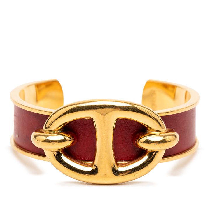 Hermès plaqué et Cuir Chaine d Ancre Cuff Bracelet – GABY PARIS Authentique