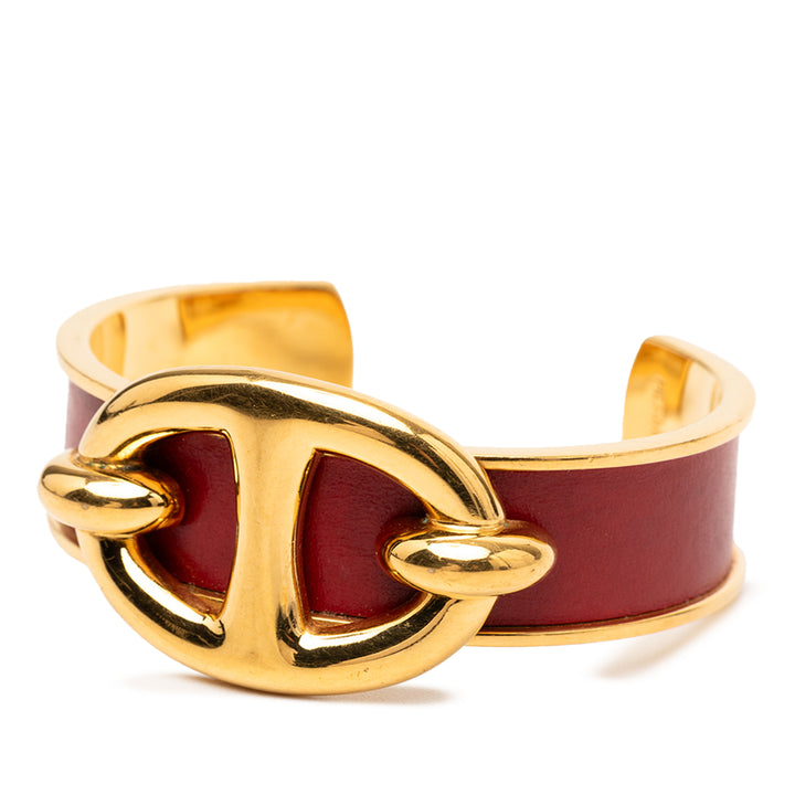 Hermès plaqué et Cuir Chaine d Ancre Cuff Bracelet – GABY PARIS Authentique