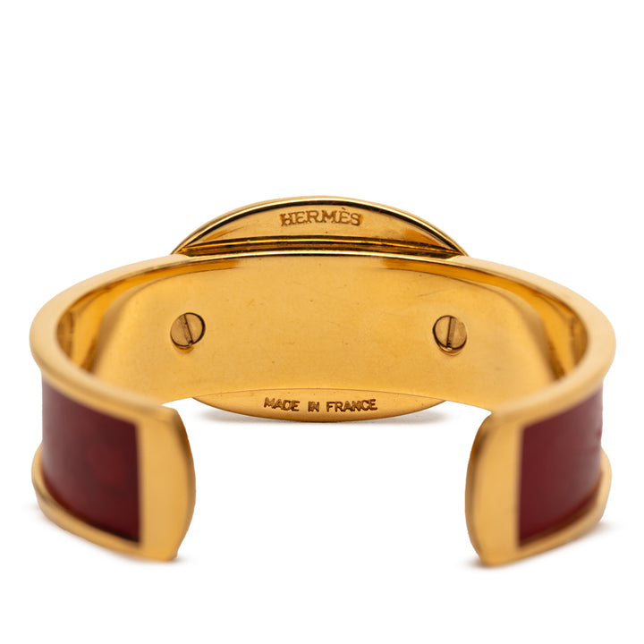Hermès plaqué et Cuir Chaine d Ancre Cuff Bracelet – GABY PARIS Authentique