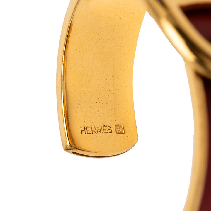 Hermès plaqué et Cuir Chaine d Ancre Cuff Bracelet – GABY PARIS Authentique