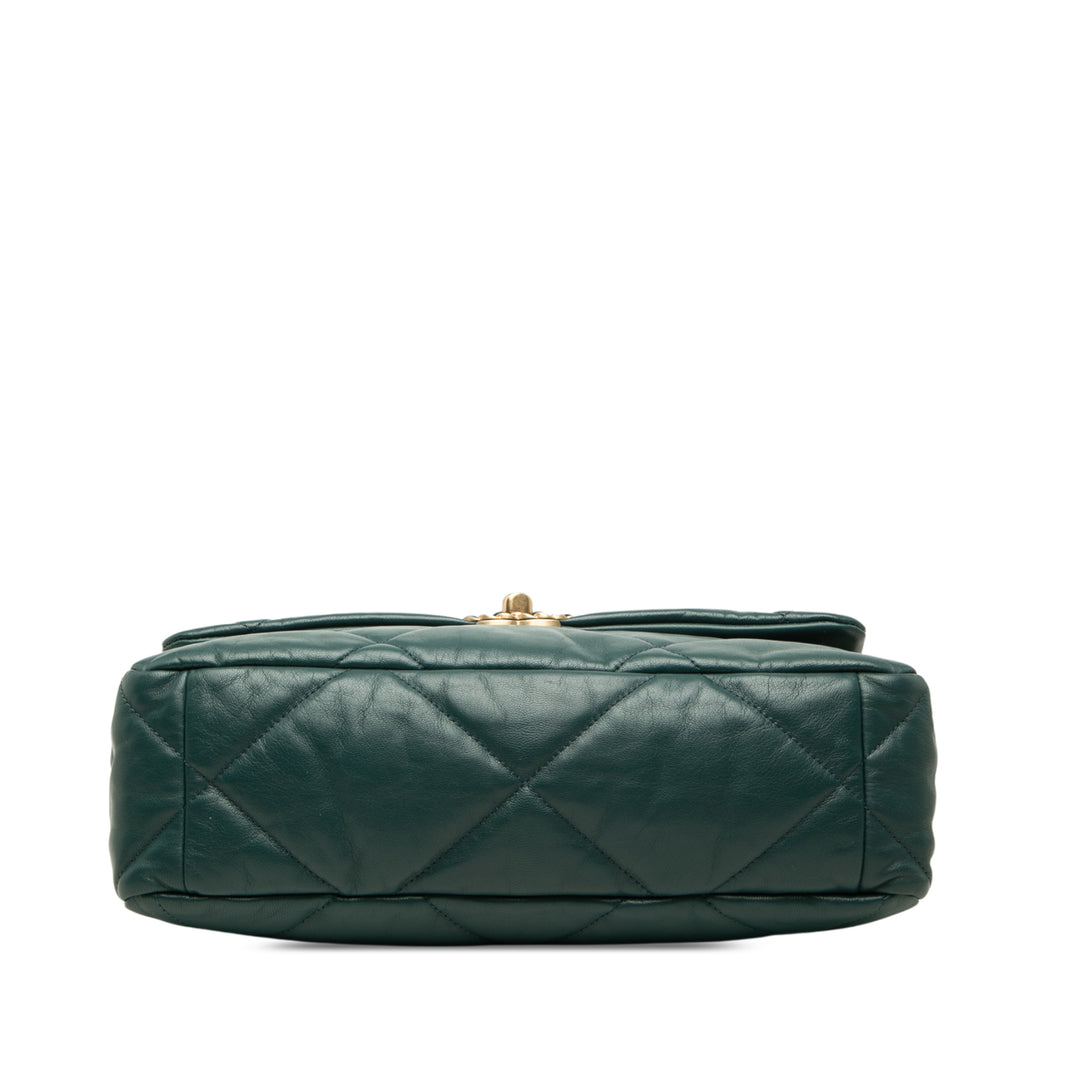 Chanel 19 à rabat Grand Cuir d'agneau Vert