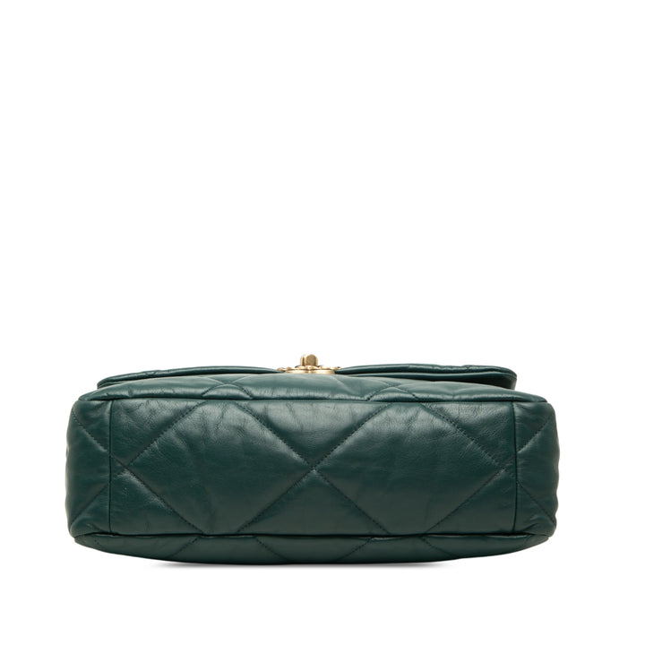 Chanel 19 à rabat Grand Cuir d'agneau Vert