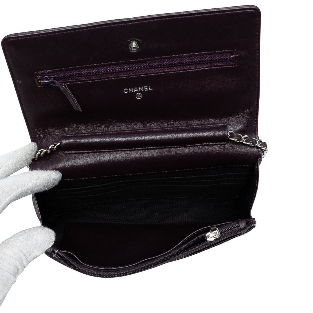 Chanel CC Quilted Cuir d’agneau Wallet on Chain Violet