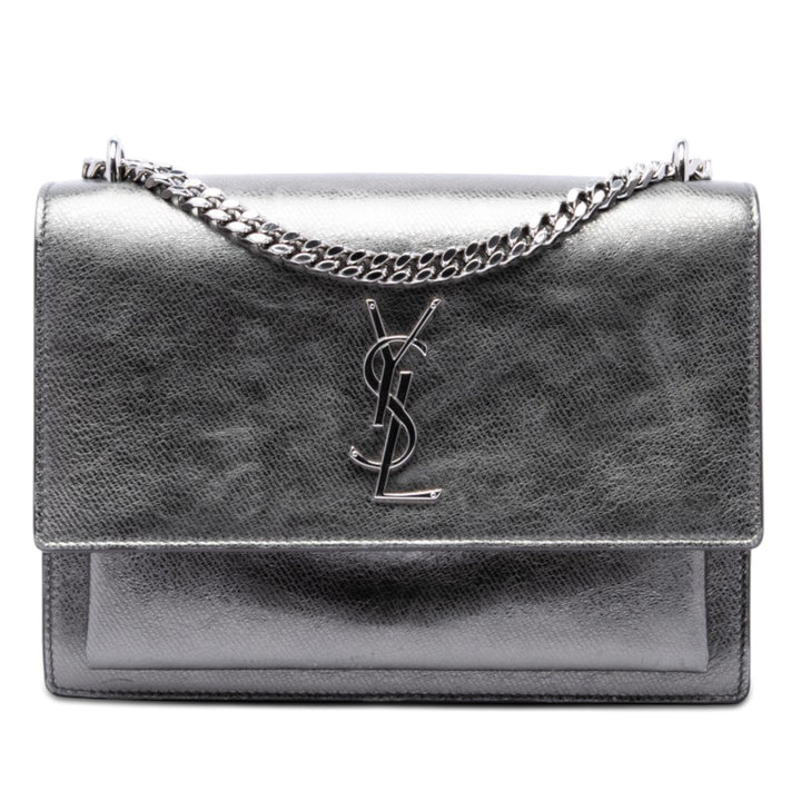 Saint Laurent Medium Metallic Cuir de veau Monogram Sunset Sac porté croisé