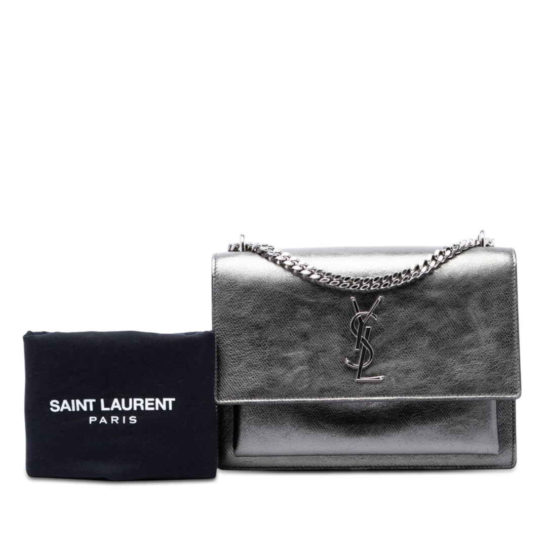 Saint Laurent Medium Metallic Cuir de veau Monogram Sunset Sac porté croisé