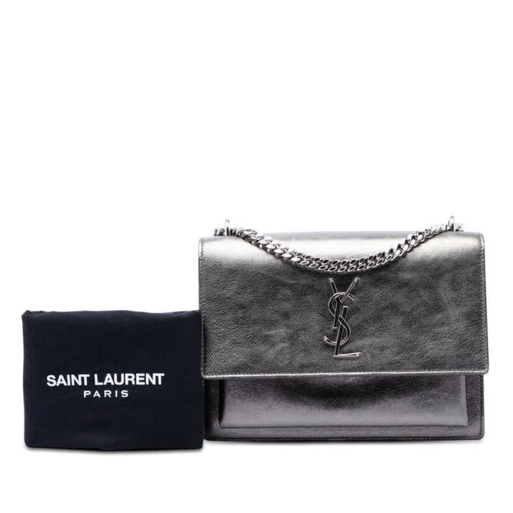 Saint Laurent Medium Metallic Cuir de veau Monogram Sunset Sac porté croisé
