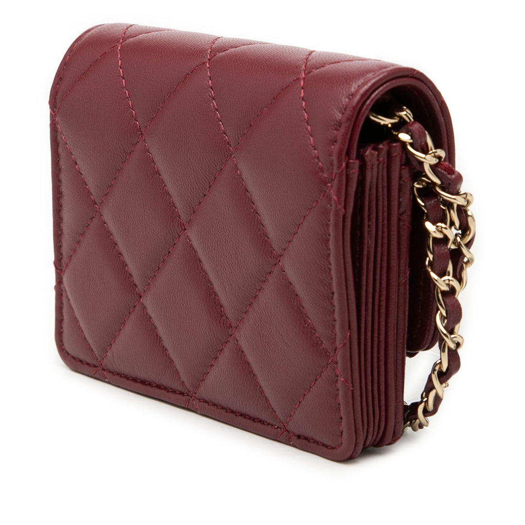 Chanel CC Matelassé Cuir d’agneau Card Holder On Chain