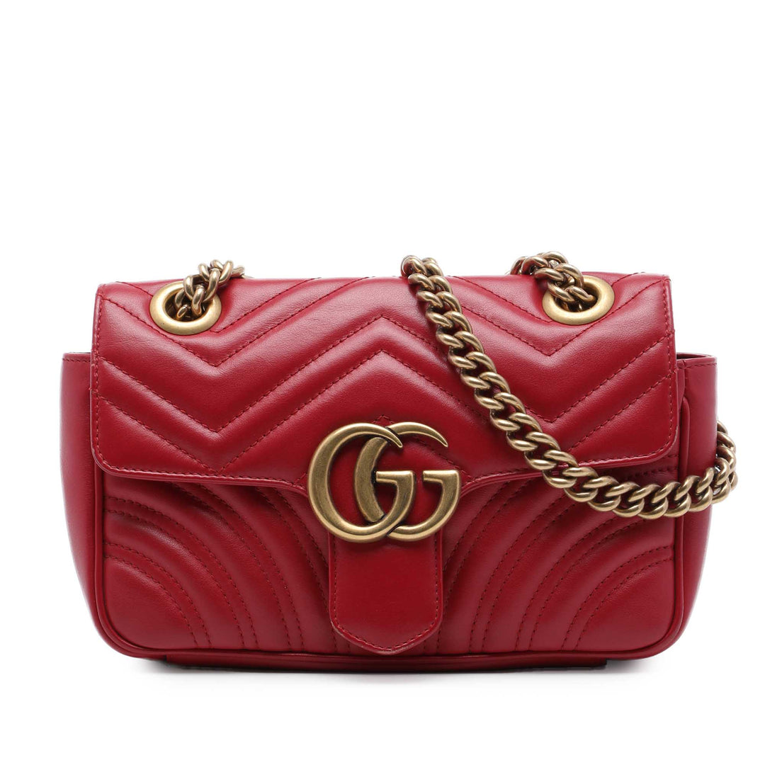 GG Marmont Matelasse Sac Petit Cuir de veau Rouge