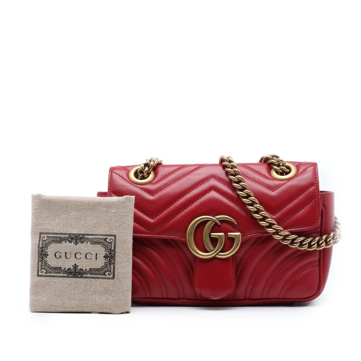 GG Marmont Matelasse Sac Petit Cuir de veau Rouge