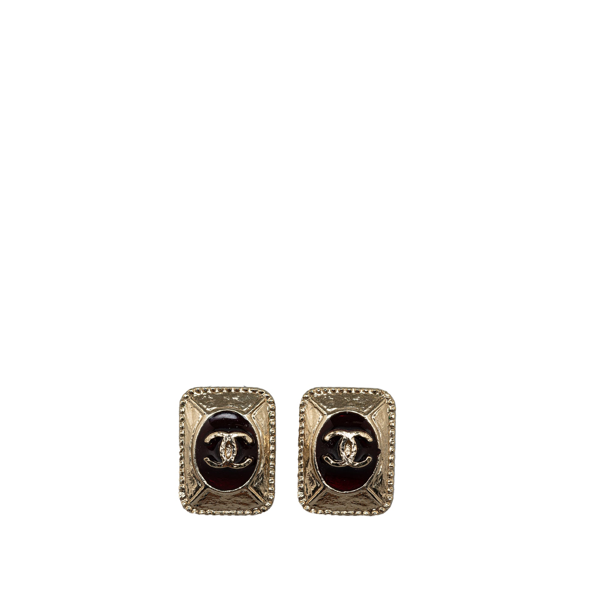 CC Resin Square Stud Earrings Gold - Gaby Paris