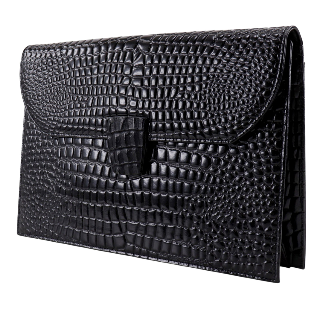 Saint Laurent Croc embossé Cuir verni Pochette