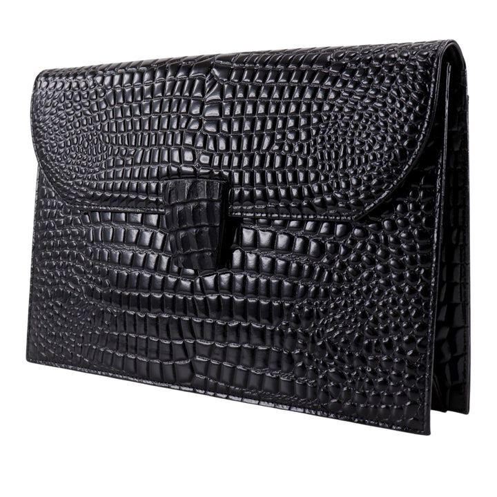 Saint Laurent Croc embossé Cuir verni Pochette